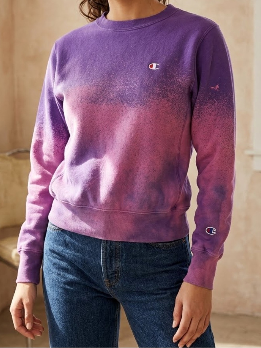 *RARE* CHAMPION Vintage 80’s Reverse Weave Gradient Tie Dye Sweatshirt XS